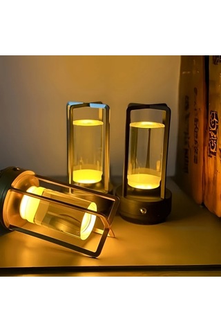 Honeybeeshop Golden 3285 Çok Yönlü Parlaklık Modern Mat Metal Kristal Masa Lambası Dokunmatik Kontrollü Şarj Edilebilir Led Işık Vintage Haç Tasarımı Taşınabilir Enerji Tasarruflu Hediye Ahşap