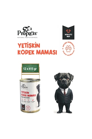 Propaw Sığır Parça Etli Jöleli Premium Tahılsız Yetişkin Köpek Maması 12 x 415 G