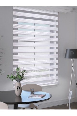 Br Perle Pliseli Kar Beyazı Rengi Zebra Perde Yüksek Kalite Alüminyum Kasa Kar Beyazı