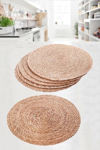 Tilbe Home 3lü Bambu Rattan El Yapımı Amerikan Servis Hasır Supla Masa Sofra Düzenleyici Tabak Altlı Çok Renkli