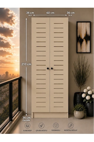 Flower Dolap,çok Amaçlı Kombi Dolabı,balkon Dolabı,kiler Dolabı 60lık Krem