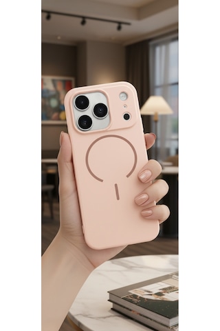 Apple Apple iPhone 17 Pro Max İçin Uyumlu M-safe Özellikli Soft Renkli Elde Kaymaz Silikon Kılıf