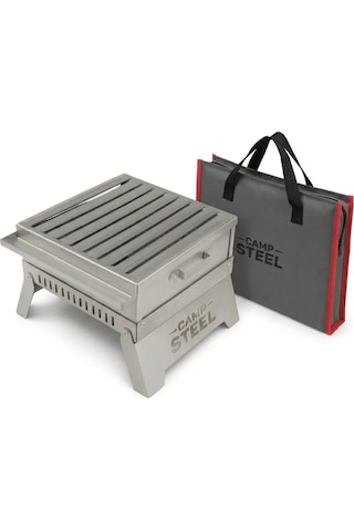Campsteel Campsteel "motorcu Mangal" 1.2 Mm Paslanmaz Çelik Katlanır Mangal Seti 25x25 Cm Gri