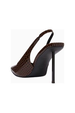 Femme La La G63 100 Kahverengi Kroko Vegan Deri, Slingback Stiletto