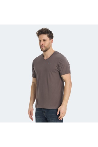 Slazenger  KRAKKER Erkek V Yaka Kahve Tişört