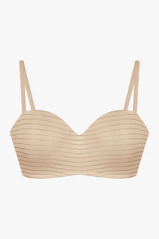 2'li Paket - Kadın Dolgusuz Transparan Çizgili Toparlayıcı Straplez Sütyen Siyah - Ten