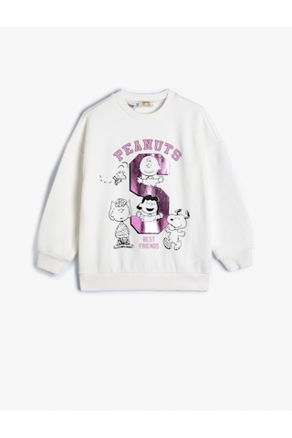 Koton Snoopy Sweatshirt Lisanslı Uzun Kollu Bisiklet Yaka Şardonlu Beyaz 4wkg10749ak 4WKG10749AK000 Beyaz