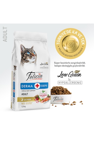 Felicia Derma Care Somonlu Düşük Tahıllı Yetişkin Kedi Maması 12 KG