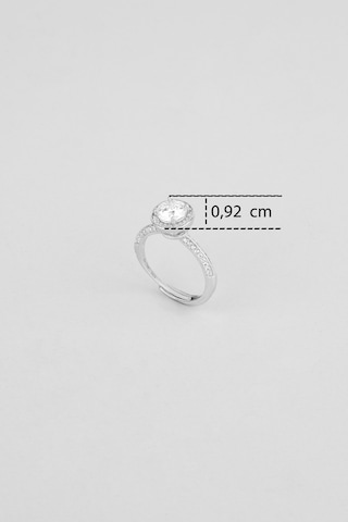 Mozanit Evreni 18 Ayar Beyaz Altın Kaplama Gümüş Ayarlanabilir Yüzük Beyaz