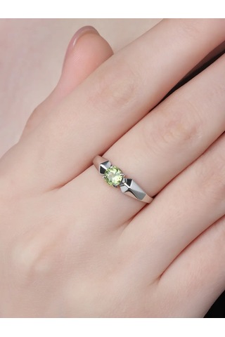 Uvelirnye Tradicii 925 Ayar Gümüş Doğal Krizolit Taşlı Yüzük 411192647 Beyaz