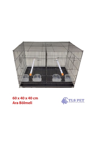 Tlspet İthal Ara Bölmeli Salma Çifthane Kafes 60x40x40 Cm
