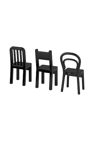3&apos Lü Set Kanca "fjantig" Kapı Gardırobu Sandalye Şeklinde Askı - Derinlik: 6 Cm Yükseklik: 12 Cm - Siyah Acı Kahverengi