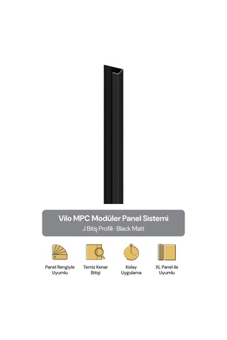 Vilo Mpc J Bitiş Profili Black Matt 300cm Xl Duvar Paneli Kenar Ve Dış Köşe Bitişi