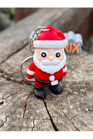 Noel Baba Yılbaşının Mini Gücü 3d Hareket Ettirilebilir Mini Anahtarlık 6 Cm Beyaz - Kırmızı