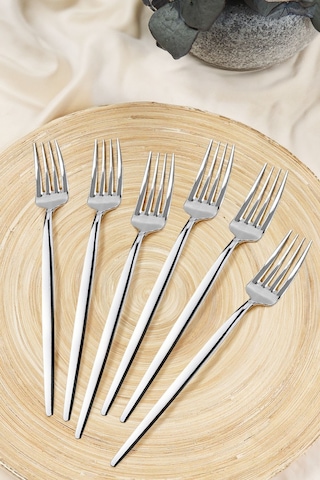 Kitchen Life Paris 6'lı Paslanmaz Çelik Yemek Çatalı - 18/10 Stainless Steel Gümüş