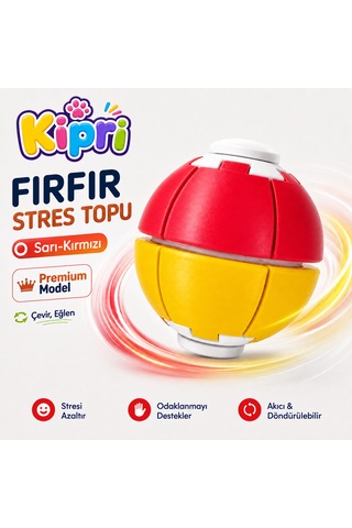 Spinner Ball Rulmanlı Fırfır Stres Topu Bas-çevir 3d Baskı Fidget Oyuncak Sarı-kırımızı