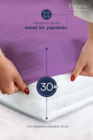 Formeya Lila Mikro Fitted Sıvı Geçirmez Yatak Koruyucu Alez Lila