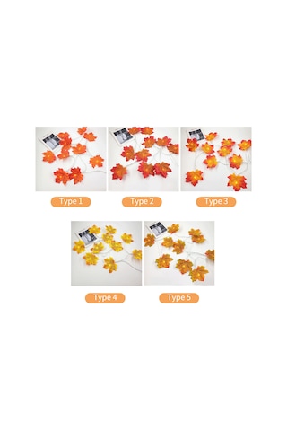 Xiyyadms Turuncu Maple Yapraklı 6m 40 Led İp Işığı, Ip65 Su Geçirmez, Pil İle Çalışır Pil Dahil Değil , Bahçe/parti Dekorasyonu Diğer