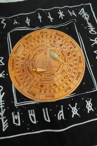 Pandül Sarkaç Tahtası Türkçe Ahşap Sarkaç Örtüsü Pirinç Pandül Doğal Taş Sarkaç Ritüel Set