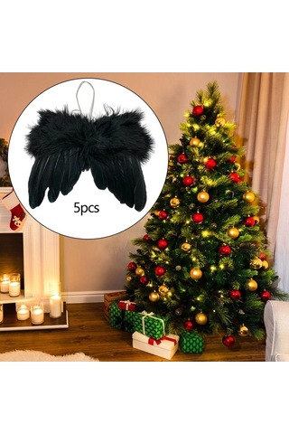 Pazly Yılbaşı Tüyü Suntek Siyah Melek Kanadı Günü Doğum 5x Ut