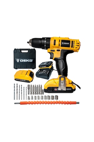 Deko 24V 5 Ah Li-ion Çift Akülü Darbeli Vidalama Sarı + Parça Setli
