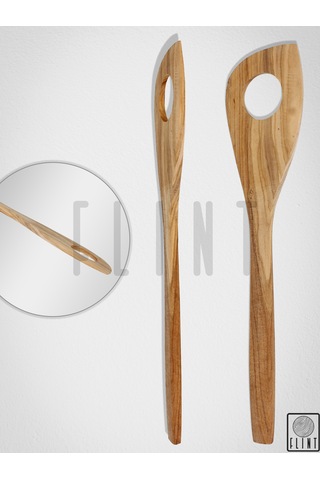 Zeytin Ağacı El Yapımı Tahta Ahşap Spatula Yemek Kaşığı 30 Cm