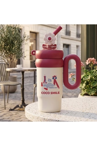 Vagonlife Cocosmile Cs-8827 760ml Pipetli Pembe Çelik Termos