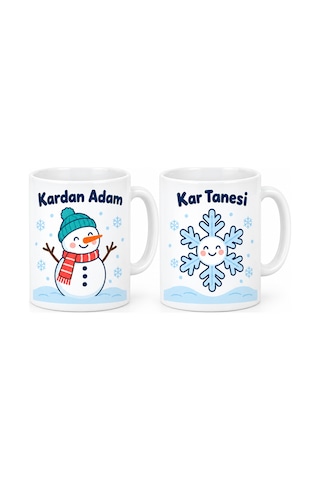 Storeşahin Kardan Adam Ve Kar Tanesi 2'li Porselen Kupa Seti - Model 401 Shn0720 Çok Renkli