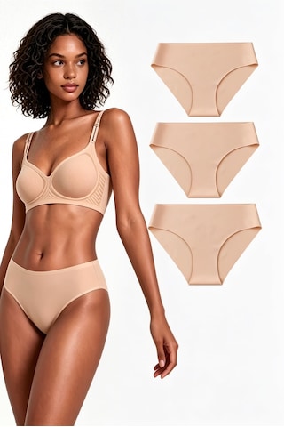 Skin Verse Lazer Kesim Pamuklu Bikini Külot 3'lü Set Beyaz