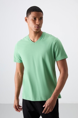 Tommylife Pastel Yeşil Basic Kısa Kol Standart Kalıp V Yaka Erkek T-shirt - 87912 Pastel Yeşil