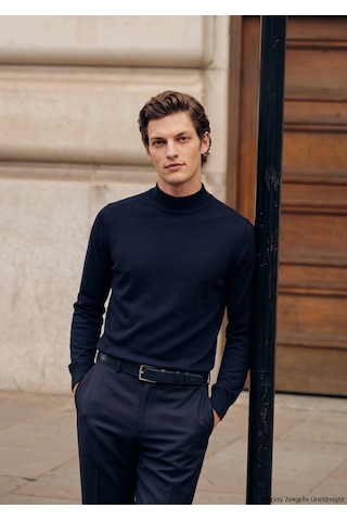 Ramsey Saks Modern Fit Klasik Yün Karışımlı Pantolon saks saks