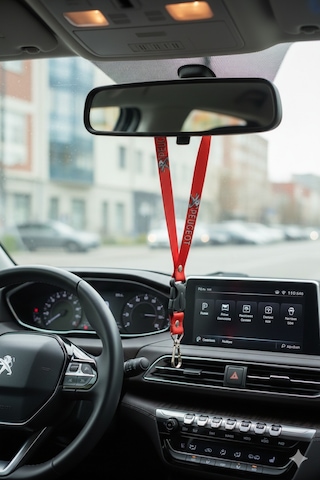 Peugeot Uyumlu Kırmızı Renk Yüksek Kalite Tampon Dili & Çeki Ipi / Sarı Kırmızı Oto Ayna Askısı