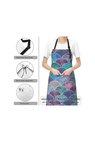 Fastbuy Kadın Ayarlanabilir Boyunlu Önlük, Evde Uygun Balık Desen, Rahat Doku Diğer