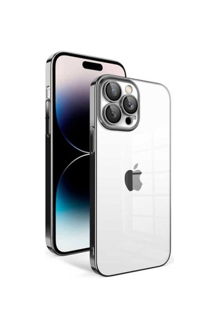 Apple Uyumlu iPhone 14 Pro Kılıf Kamera Korumalı Renkli Çerçeveli Zore Garaj Kapak Siyah