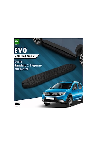S-dizayn Dacia Sandero 2 Stepway Evo Siyah Yan Basamak 173 Cm 2013-2020