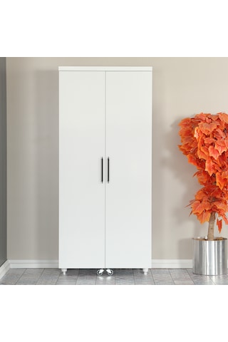 Pasific Home Guzzo Tekerlekli Kiler Çok Amaçlı Erzak Dolabı 80 cm Parlak Beyaz