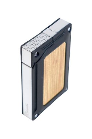 Caseti Tek Torch Pürmüz Siyah Ahşap Desenli Metal Puro Çakmağı