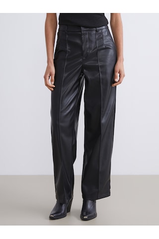 Lcwaıkıkı Classic Siyah Standart Fit Kadın Deri Görünümlü Pantolon