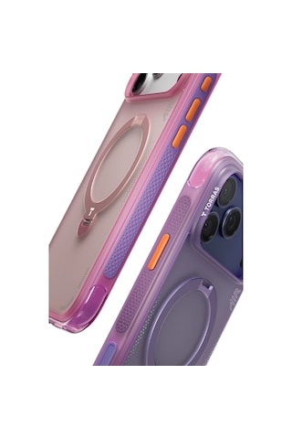 Torras Apple iPhone Uyumlu 17 Pro Max O Stand Spin Air Serisi Magsafe Kılıf Pembe