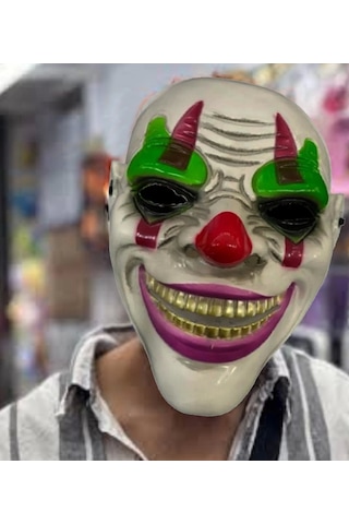 Populermarketim - Delirten Gülüş Psikopat Palyaço Temalı Joker Maskesi Standart