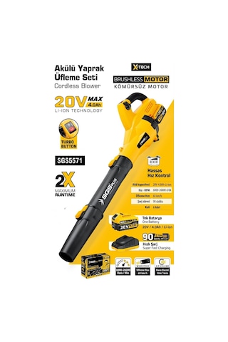 Sgs 5571 Akülü Yaprak Üfleme 20V1 4Ah Kömürsüz Motor