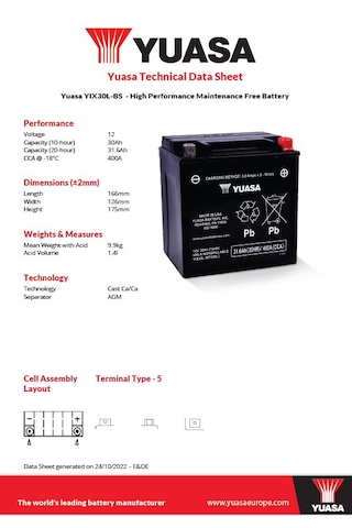Yıx30l-bs 12v 30ah Motosiklet Aküsü