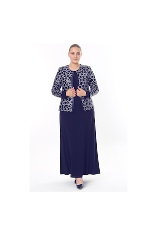 Ladies First Büyük Beden 3911 Lacivert Ceket+Elbise Takım 001