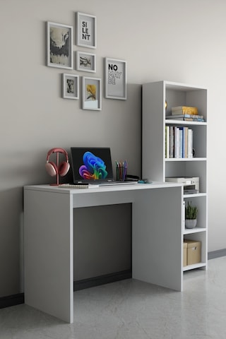 Kitaplıklı Çalışma Masası Bilgisayar Masası Öğrenci Ofis Masası Çok Amaçlı Kitaplıklı Çalışma Masası Beyaz