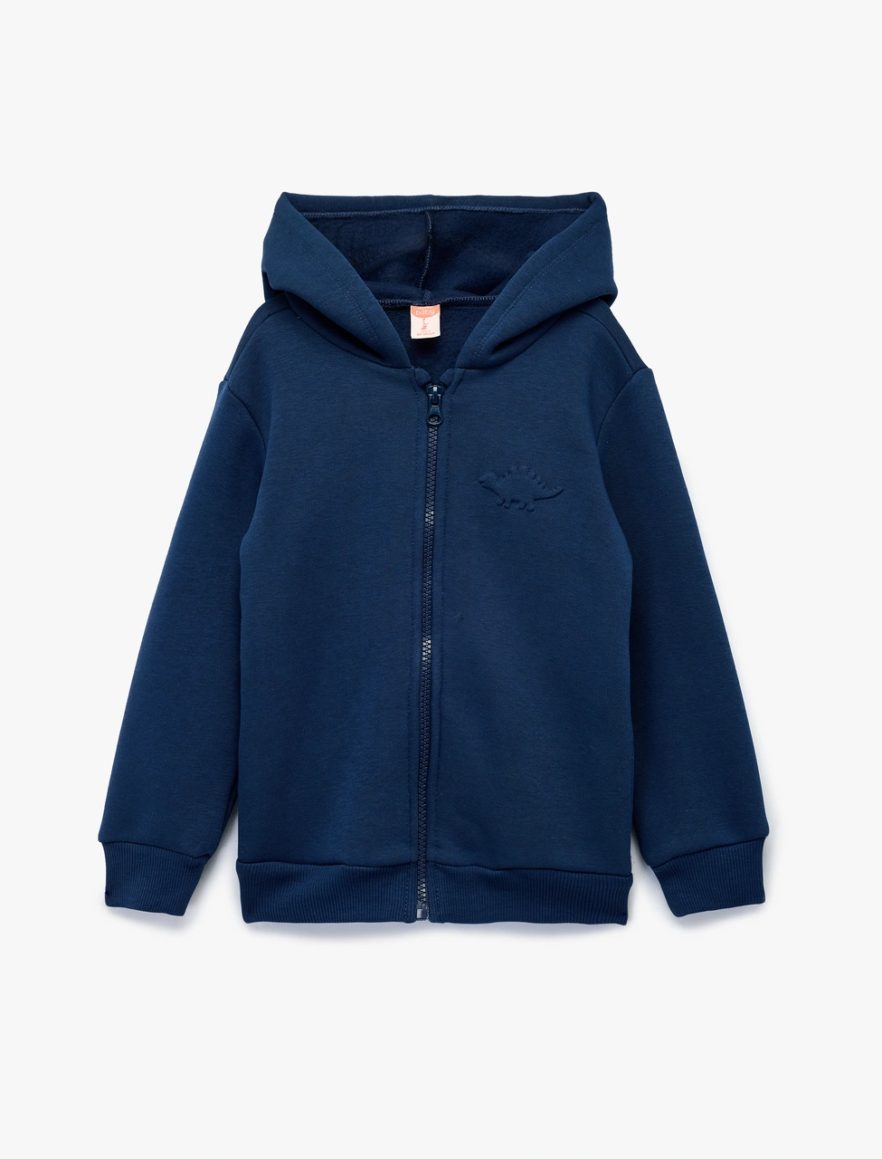 Koton Dinozor Baskılı Şardonlu Uzun Kollu Kapşonlu Fermuarlı Sweatshirt Lacivert 7wmb10018tk