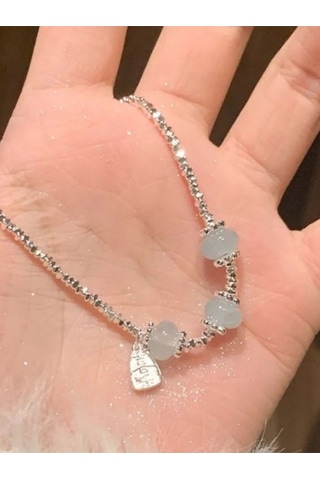 925 Ayar Gümüş Açık Mavi Yeşim Taşı Bileklik