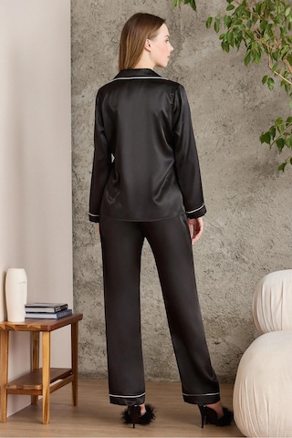 Pierre Cardin Saten Biyeli Kadın Pijama Takımı - 1200 Siyah