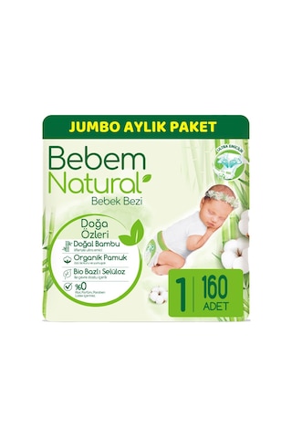 Bebem Natural Bebek Bezi Yeni Doğan 1 Numara Jumbo Aylık Paket