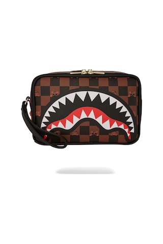 Sprayground Peeking Character Check El Çantası, %100 Vegan, Su Geçirmez Kahverengi - Siyah
