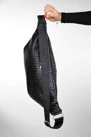 Luvishoes Venta Siyah Örgü Kadın Büyük Bel Çantası Siyah